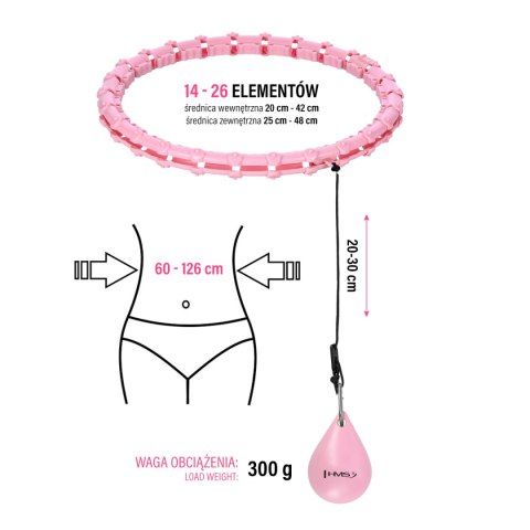 HHW11 PLUS SIZE HULA HOP LIGHT PINK Z WYPUSTKAMI I OBCIĄŻNIKIEM HMS HMS HHW11 PLUS SIZE HULA HOP LIGHT PINK Z WYPUSTKAMI I OBCIĄŻNIKIEM HMS HMS