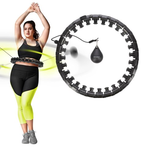 HHW12 PLUS SIZE HULA HOP BLACK Z WYPUSTKAMI I OBCIĄŻNIKIEM HMS HMS HHW12 PLUS SIZE HULA HOP BLACK Z WYPUSTKAMI I OBCIĄŻNIKIEM HMS HMS