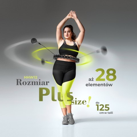 HHW12 PLUS SIZE HULA HOP BLACK Z WYPUSTKAMI I OBCIĄŻNIKIEM HMS HMS HHW12 PLUS SIZE HULA HOP BLACK Z WYPUSTKAMI I OBCIĄŻNIKIEM HMS HMS