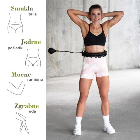 HHW12 PLUS SIZE HULA HOP BLACK Z WYPUSTKAMI I OBCIĄŻNIKIEM HMS HMS HHW12 PLUS SIZE HULA HOP BLACK Z WYPUSTKAMI I OBCIĄŻNIKIEM HMS HMS
