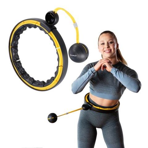 HHM21 HULA HOP BLACK/YELLOW Z MAGNESAMI, WYPUSTKAMI TPE I OBCIĄŻNIKIEM + LICZNIK HMS HMS HHM21 HULA HOP BLACK/YELLOW Z MAGNESAMI, WYPUSTKAMI TPE I OBCIĄŻNIKIEM + LICZNIK HMS HMS