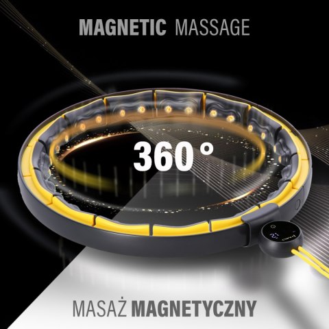 HHM21 HULA HOP BLACK/YELLOW Z MAGNESAMI, WYPUSTKAMI TPE I OBCIĄŻNIKIEM + LICZNIK HMS HMS HHM21 HULA HOP BLACK/YELLOW Z MAGNESAMI, WYPUSTKAMI TPE I OBCIĄŻNIKIEM + LICZNIK HMS HMS