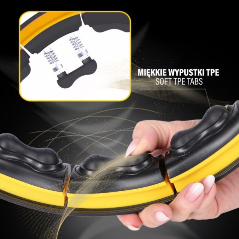 HHM21 HULA HOP BLACK/YELLOW Z MAGNESAMI, WYPUSTKAMI TPE I OBCIĄŻNIKIEM + LICZNIK HMS HMS HHM21 HULA HOP BLACK/YELLOW Z MAGNESAMI, WYPUSTKAMI TPE I OBCIĄŻNIKIEM + LICZNIK HMS HMS