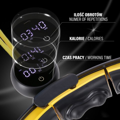 HHM21 HULA HOP BLACK/YELLOW Z MAGNESAMI, WYPUSTKAMI TPE I OBCIĄŻNIKIEM + LICZNIK HMS HMS HHM21 HULA HOP BLACK/YELLOW Z MAGNESAMI, WYPUSTKAMI TPE I OBCIĄŻNIKIEM + LICZNIK HMS HMS
