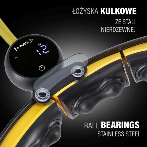 HHM21 HULA HOP BLACK/YELLOW Z MAGNESAMI, WYPUSTKAMI TPE I OBCIĄŻNIKIEM + LICZNIK HMS HMS HHM21 HULA HOP BLACK/YELLOW Z MAGNESAMI, WYPUSTKAMI TPE I OBCIĄŻNIKIEM + LICZNIK HMS HMS