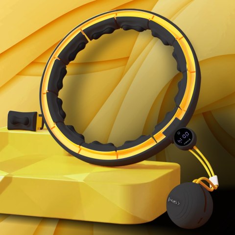 HHM21 HULA HOP BLACK/YELLOW Z MAGNESAMI, WYPUSTKAMI TPE I OBCIĄŻNIKIEM + LICZNIK HMS HMS HHM21 HULA HOP BLACK/YELLOW Z MAGNESAMI, WYPUSTKAMI TPE I OBCIĄŻNIKIEM + LICZNIK HMS HMS