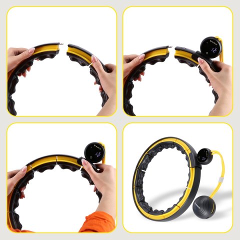 HHM21 HULA HOP BLACK/YELLOW Z MAGNESAMI, WYPUSTKAMI TPE I OBCIĄŻNIKIEM + LICZNIK HMS HMS HHM21 HULA HOP BLACK/YELLOW Z MAGNESAMI, WYPUSTKAMI TPE I OBCIĄŻNIKIEM + LICZNIK HMS HMS
