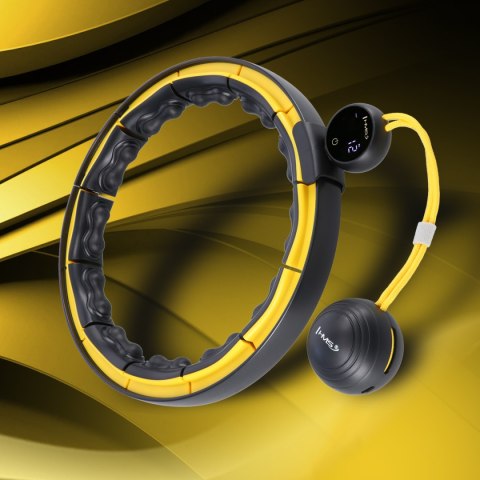 HHM21 HULA HOP BLACK/YELLOW Z MAGNESAMI, WYPUSTKAMI TPE I OBCIĄŻNIKIEM + LICZNIK HMS HMS HHM21 HULA HOP BLACK/YELLOW Z MAGNESAMI, WYPUSTKAMI TPE I OBCIĄŻNIKIEM + LICZNIK HMS HMS