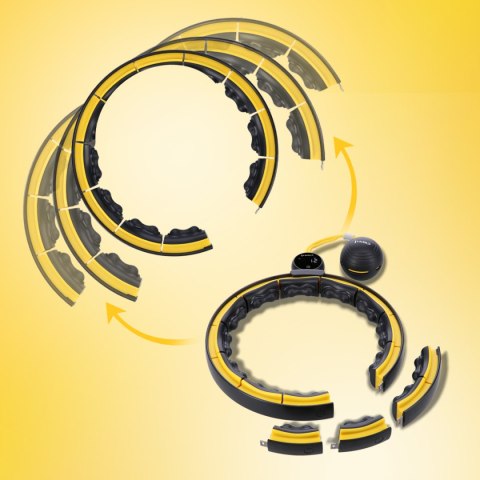 HHM21 HULA HOP BLACK/YELLOW Z MAGNESAMI, WYPUSTKAMI TPE I OBCIĄŻNIKIEM + LICZNIK HMS HMS HHM21 HULA HOP BLACK/YELLOW Z MAGNESAMI, WYPUSTKAMI TPE I OBCIĄŻNIKIEM + LICZNIK HMS HMS