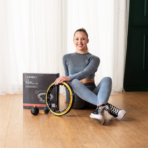 HHM21 HULA HOP BLACK/YELLOW Z MAGNESAMI, WYPUSTKAMI TPE I OBCIĄŻNIKIEM + LICZNIK HMS HMS HHM21 HULA HOP BLACK/YELLOW Z MAGNESAMI, WYPUSTKAMI TPE I OBCIĄŻNIKIEM + LICZNIK HMS HMS