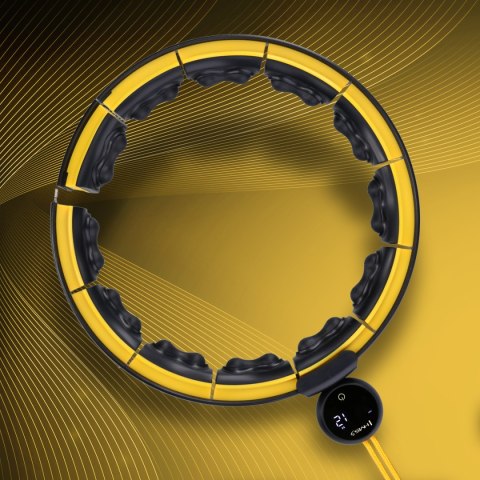 HHM21 HULA HOP BLACK/YELLOW Z MAGNESAMI, WYPUSTKAMI TPE I OBCIĄŻNIKIEM + LICZNIK HMS HMS HHM21 HULA HOP BLACK/YELLOW Z MAGNESAMI, WYPUSTKAMI TPE I OBCIĄŻNIKIEM + LICZNIK HMS HMS
