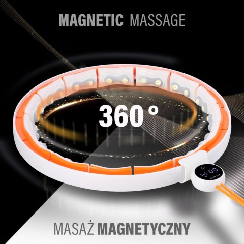 HHM21 HULA HOP WHITE/ORANGE Z MAGNESAMI, WYPUSTKAMI TPE I OBCIĄŻNIKIEM + LICZNIK HMS HMS HHM21 HULA HOP WHITE/ORANGE Z MAGNESAMI, WYPUSTKAMI TPE I OBCIĄŻNIKIEM + LICZNIK HMS HMS