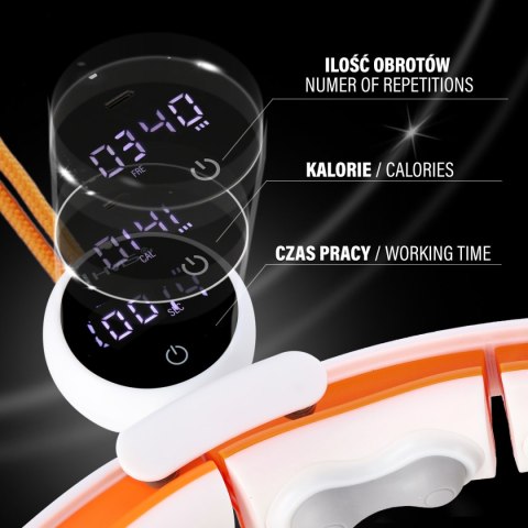 HHM21 HULA HOP WHITE/ORANGE Z MAGNESAMI, WYPUSTKAMI TPE I OBCIĄŻNIKIEM + LICZNIK HMS HMS HHM21 HULA HOP WHITE/ORANGE Z MAGNESAMI, WYPUSTKAMI TPE I OBCIĄŻNIKIEM + LICZNIK HMS HMS
