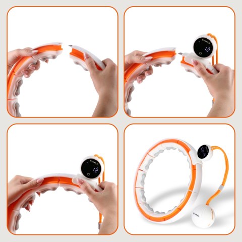 HHM21 HULA HOP WHITE/ORANGE Z MAGNESAMI, WYPUSTKAMI TPE I OBCIĄŻNIKIEM + LICZNIK HMS HMS HHM21 HULA HOP WHITE/ORANGE Z MAGNESAMI, WYPUSTKAMI TPE I OBCIĄŻNIKIEM + LICZNIK HMS HMS