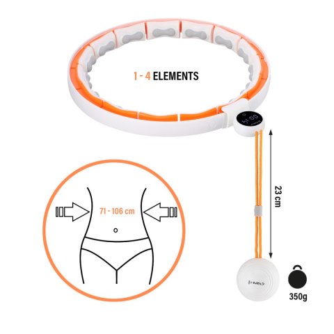 HHM21 HULA HOP WHITE/ORANGE Z MAGNESAMI, WYPUSTKAMI TPE I OBCIĄŻNIKIEM + LICZNIK HMS HMS HHM21 HULA HOP WHITE/ORANGE Z MAGNESAMI, WYPUSTKAMI TPE I OBCIĄŻNIKIEM + LICZNIK HMS HMS