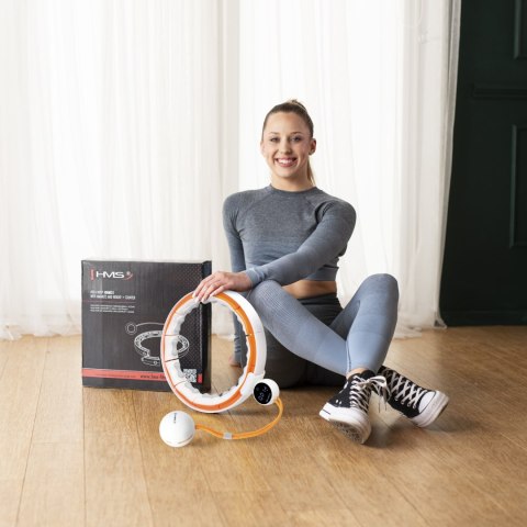HHM21 HULA HOP WHITE/ORANGE Z MAGNESAMI, WYPUSTKAMI TPE I OBCIĄŻNIKIEM + LICZNIK HMS HMS HHM21 HULA HOP WHITE/ORANGE Z MAGNESAMI, WYPUSTKAMI TPE I OBCIĄŻNIKIEM + LICZNIK HMS HMS