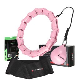 ZESTAW HULA HOP HHW11 LIGHT PINK Z WYPUSTKAMI I OBCIĄŻNIKIEM + PAS BR163 BLACK PLUS SIZE HMS HMS