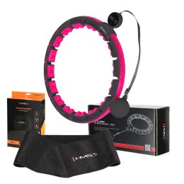 ZESTAW HULA HOP MAGNETYCZNY BLACK/PINK HHM16 Z LICZNIKIEM HMS + PAS WYSZCZUPLAJĄCY BR163 BLACK HMS