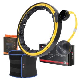ZESTAW HULA HOP MAGNETYCZNY BLACK/YELLOW HHM21 Z LICZNIKIEM HMS + PAS WYSZCZUPLAJĄCY BR1313 HMS