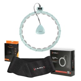 ZESTAW HULA HOP MAGNETYCZNY GREEN HHM14 Z LICZNIKIEM HMS + PAS WYSZCZUPLAJĄCY BR163 BLACK HMS