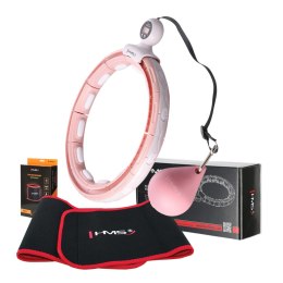 ZESTAW HULA HOP MAGNETYCZNY PINK HHM15 Z LICZNIKIEM HMS + PAS WYSZCZUPLAJĄCY BR163 RED HMS