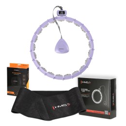 ZESTAW HULA HOP MAGNETYCZNY VIOLET HHM14 Z LICZNIKIEM HMS + PAS WYSZCZUPLAJĄCY BR163 BLACK HMS