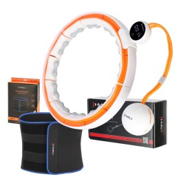 ZESTAW HULA HOP MAGNETYCZNY WHITE/ORANGE HHM21 Z LICZNIKIEM HMS + PAS WYSZCZUPLAJĄCY BR1313 HMS