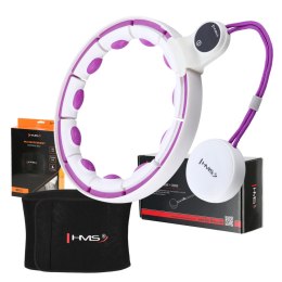 ZESTAW HULA HOP MAGNETYCZNY WHITE/VIOLET HHM17 Z LICZNIKIEM HMS + PAS WYSZCZUPLAJĄCY BR163 BLACK HMS