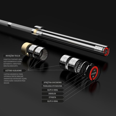 GO700 + ZACISK ZG1000 RED GRYF OLIMPIJSKI 20KG 2200MM HMS PREMIUM HMS PREMIUM GO700 + ZACISK ZG1000 RED GRYF OLIMPIJSKI 20KG 2200MM HMS PREMIUM HMS PREMIUM