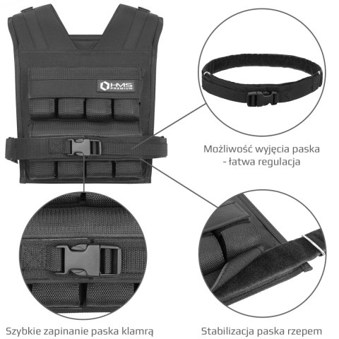 KTO16 KAMIZELKA TRENINGOWA Z OBCIĄŻENIEM 16 KG HMS PREMIUM HMS PREMIUM KTO16 KAMIZELKA TRENINGOWA Z OBCIĄŻENIEM 16 KG HMS PREMIUM HMS PREMIUM