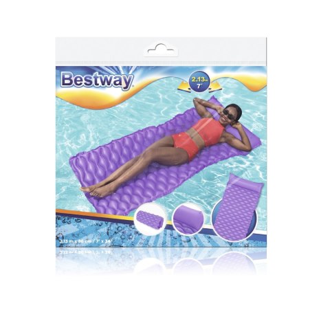 Bestway 44020 Dmuchany materac plażowy zwijany Fioletowy 2.13m x 86cm Bestway 44020 Dmuchany materac plażowy zwijany Fioletowy 2.13m x 86cm