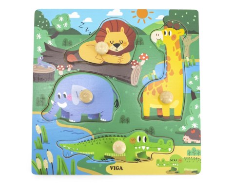 Viga 44593 Puzzle z uchwytami - dzikie zwierzęta Viga 44593 Puzzle z uchwytami - dzikie zwierzęta