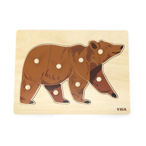 Viga 44606 Puzzle na podkładce z uchwytami - Miś Viga 44606 Puzzle na podkładce z uchwytami - Miś