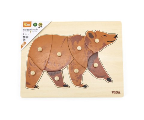 Viga 44606 Puzzle na podkładce z uchwytami - Miś Viga 44606 Puzzle na podkładce z uchwytami - Miś