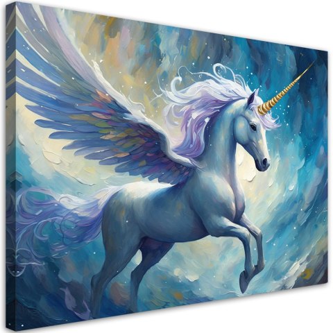 Obraz na płótnie, Niebieski jednorożec - 90x60 Obraz na płótnie, Niebieski jednorożec - 90x60