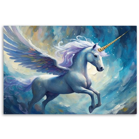 Obraz na płótnie, Niebieski jednorożec - 90x60 Obraz na płótnie, Niebieski jednorożec - 90x60