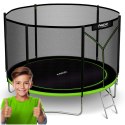 TRAMPOLINA OGRODOWA CZARNO/ZIELONA ROZMIAR 252 CM Z SIATKĄ ZEWNĘTRZNĄ I DRABINKĄ