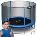 TRAMPOLINA OGRODOWA NIEBIESKA ROZMIAR 252 CM Z SIATKĄ ZEWNĘTRZNĄ I DRABINKĄ