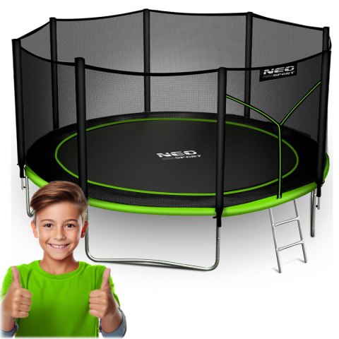 TRAMPOLINA OGROWA CZARNO/ZIELONA ROZMIAR 374 CM Z SIATKĄ ZEWNĘTRZNĄ I DRABINKĄ TRAMPOLINA OGROWA CZARNO/ZIELONA ROZMIAR 374 CM Z SIATKĄ ZEWNĘTRZNĄ I DRABINKĄ