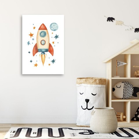 Obraz do pokoju dziecięcego, Kolorowa Rakieta Kosmos - 80x120 Obraz do pokoju dziecięcego, Kolorowa Rakieta Kosmos - 80x120