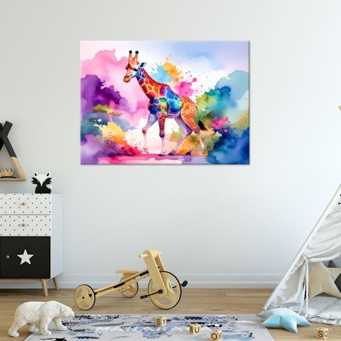 Obraz do pokoju dziecka, Kolorowa Żyrafa Afryka Akwarela - 60x40 Obraz do pokoju dziecka, Kolorowa Żyrafa Afryka Akwarela - 60x40