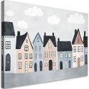 Obraz do pokoju dziecka, Kolorowe domy miasto - 60x40