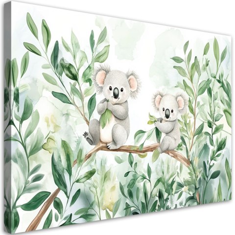 Obraz do pokoju dziecka, Misie Koala Liście eukaliptusa - 90x60 Obraz do pokoju dziecka, Misie Koala Liście eukaliptusa - 90x60