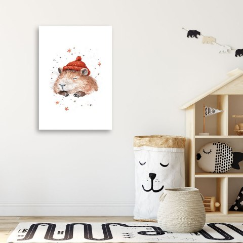 Obraz do pokoju dziecka, Śpiąca Kapibara - 40x60 Obraz do pokoju dziecka, Śpiąca Kapibara - 40x60