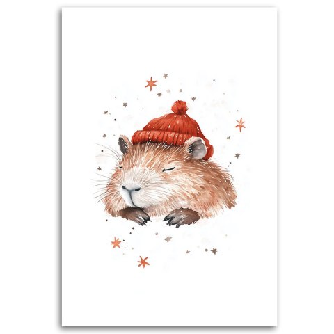 Obraz do pokoju dziecka, Śpiąca Kapibara - 80x120 Obraz do pokoju dziecka, Śpiąca Kapibara - 80x120