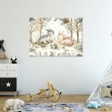 Obraz do pokoju dziecka, Śpiące Smoki Zwierzęta w lesie beżowy - 60x40
