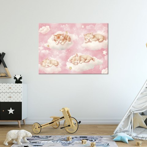 Obraz do pokoju dziewczynki, Kotki w chmurach Różowy - 60x40 Obraz do pokoju dziewczynki, Kotki w chmurach Różowy - 60x40