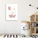 Obraz dziecięcy, Królik w łódce z balonikiem Boho - 70x100