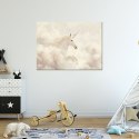 Obraz dziecięcy na ścianę, Jednorożec w beżowych chmurach - 90x60