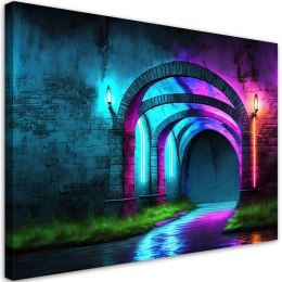Obraz na płótnie, Abstrakcja tunelu neonowego - 60x40